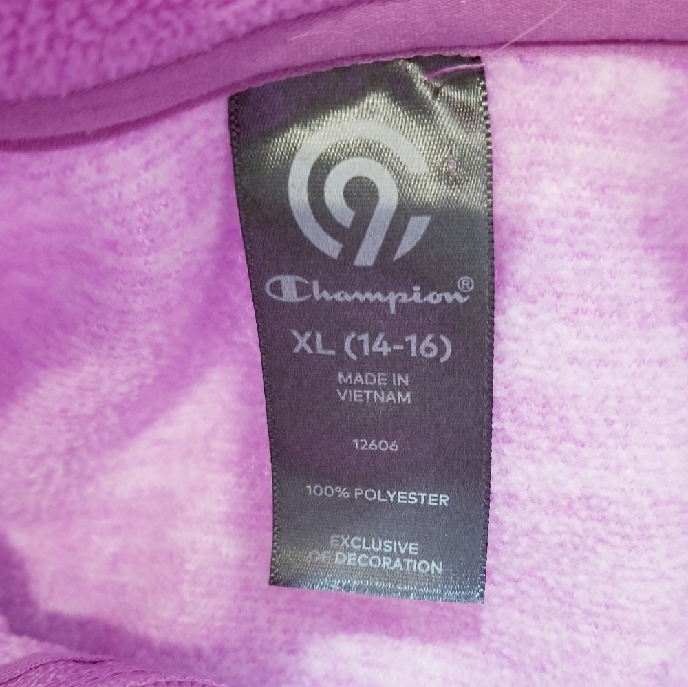 Champion Heathered Purple Long Sleeve ¼ Zip Fleece Pullover XL 14-16 - Picture 5 of 8